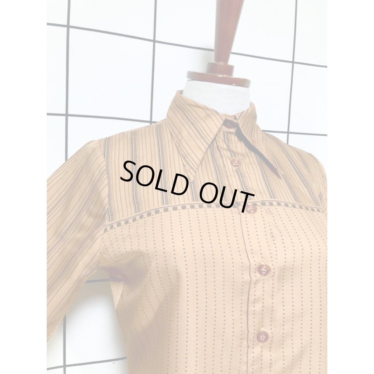 画像6: ストライプ ドット レトロ ヨーロッパ古着 ヴィンテージブラウス (6)