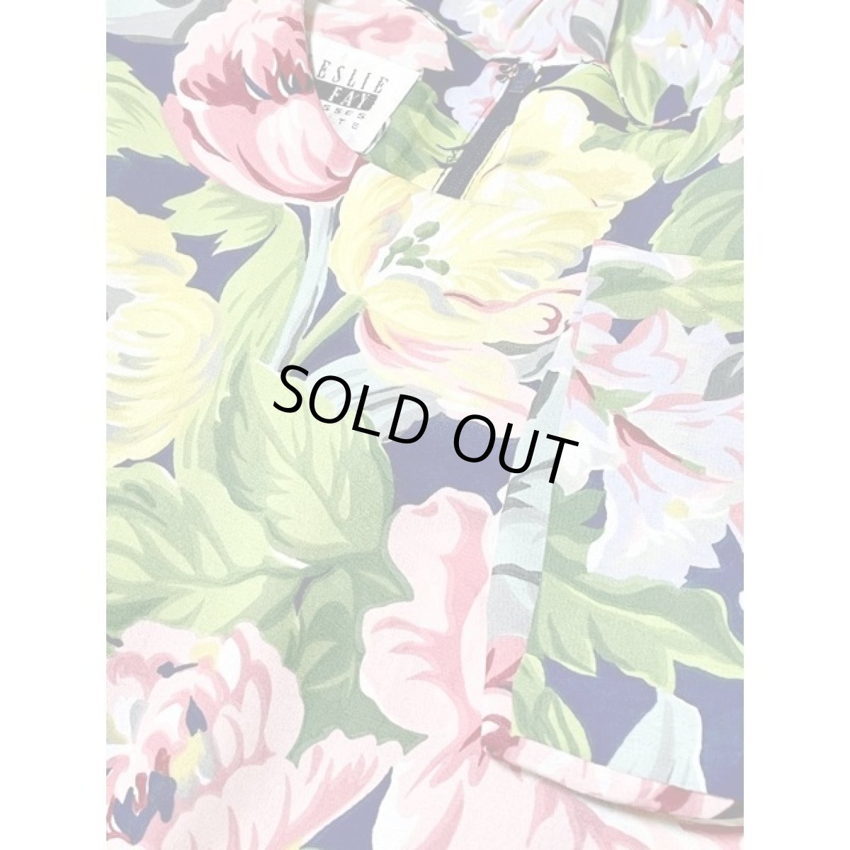 画像10: 総花柄 フロントウエストフリル プリーツ レトロ アメリカ古着 ヴィンテージワンピース (10)