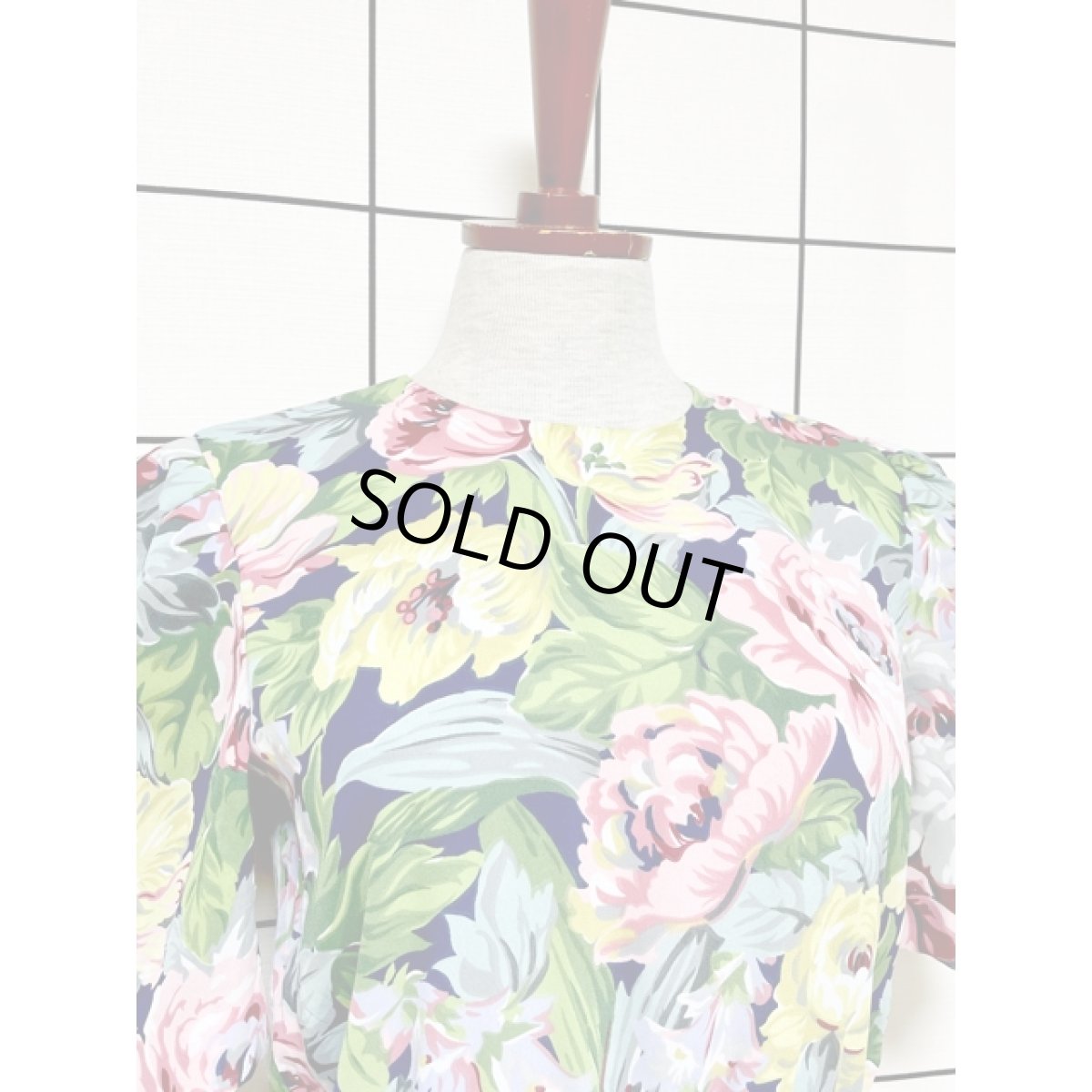 画像5: 総花柄 フロントウエストフリル プリーツ レトロ アメリカ古着 ヴィンテージワンピース (5)