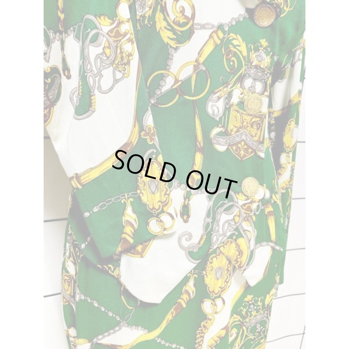 画像8: スカーフ柄 長袖 昭和レトロ 国産古着 セットアップ (8)