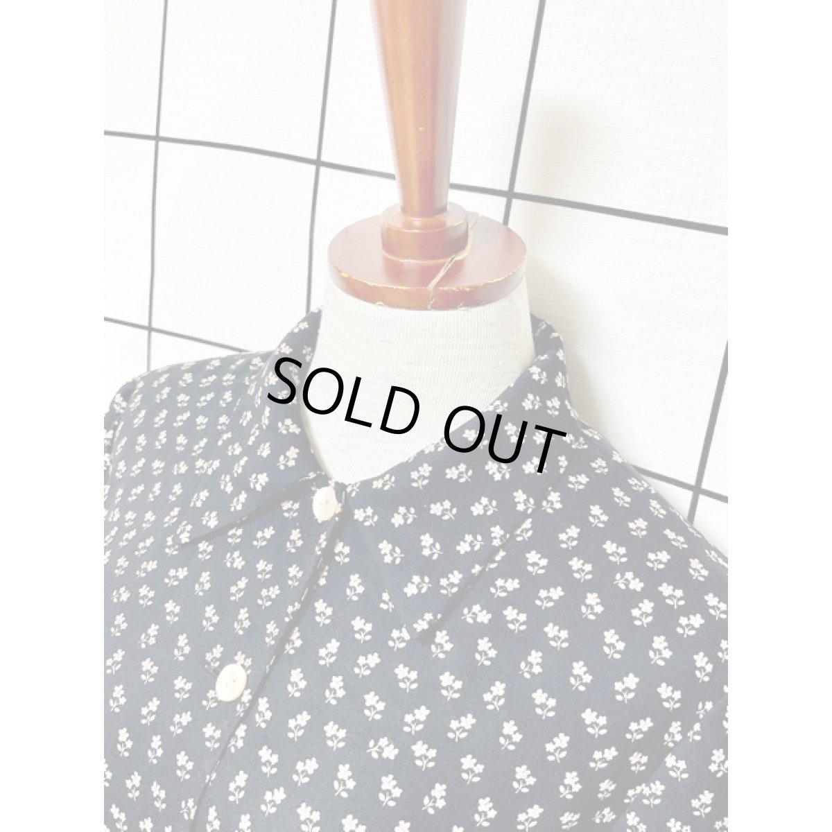 画像4: Talbots タルボット 小花柄 ブラック ウエストゴム レトロ 古着 ヴィンテージワンピース (4)