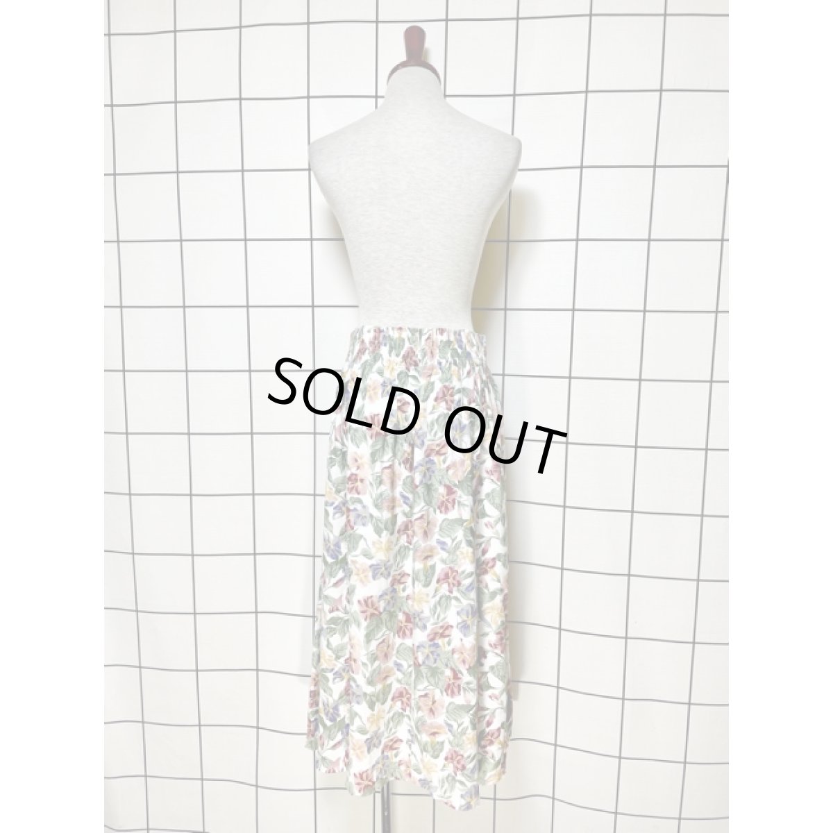 画像6: ボタニカル柄 花柄 ホワイト ウエストゴム レトロ アメリカ古着 ヴィンテージスカート (6)