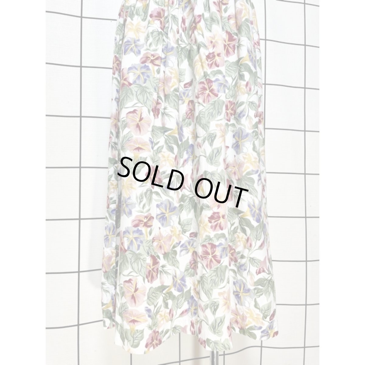 画像3: ボタニカル柄 花柄 ホワイト ウエストゴム レトロ アメリカ古着 ヴィンテージスカート (3)