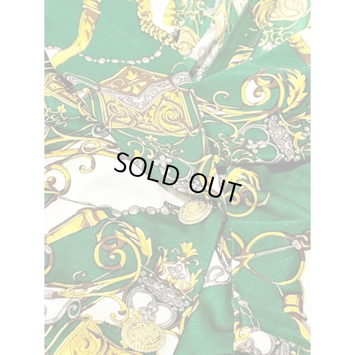 画像18: スカーフ柄 長袖 昭和レトロ 国産古着 セットアップ (18)