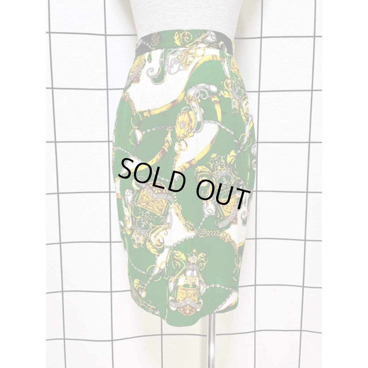 画像10: スカーフ柄 長袖 昭和レトロ 国産古着 セットアップ (10)