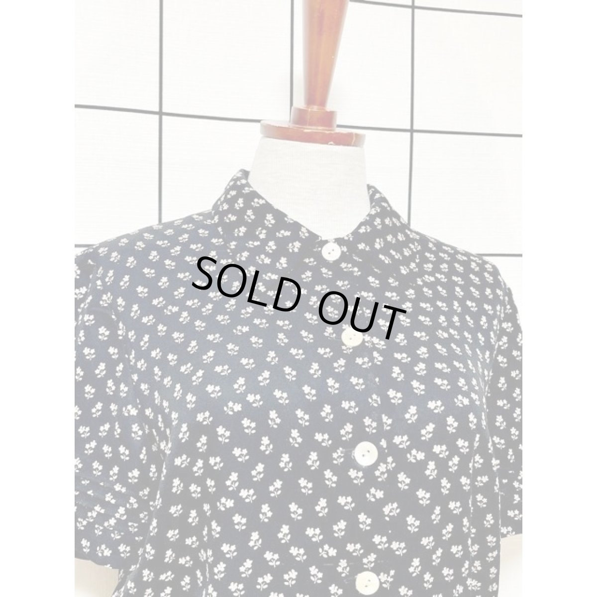 画像5: Talbots タルボット 小花柄 ブラック ウエストゴム レトロ 古着 ヴィンテージワンピース (5)