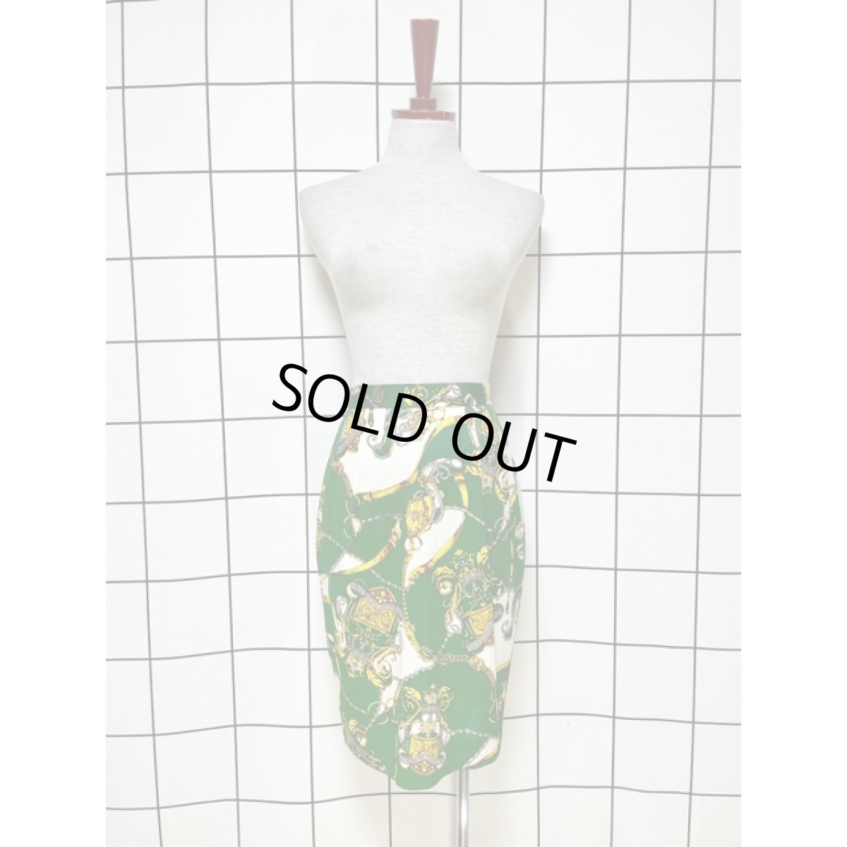 画像12: スカーフ柄 長袖 昭和レトロ 国産古着 セットアップ (12)