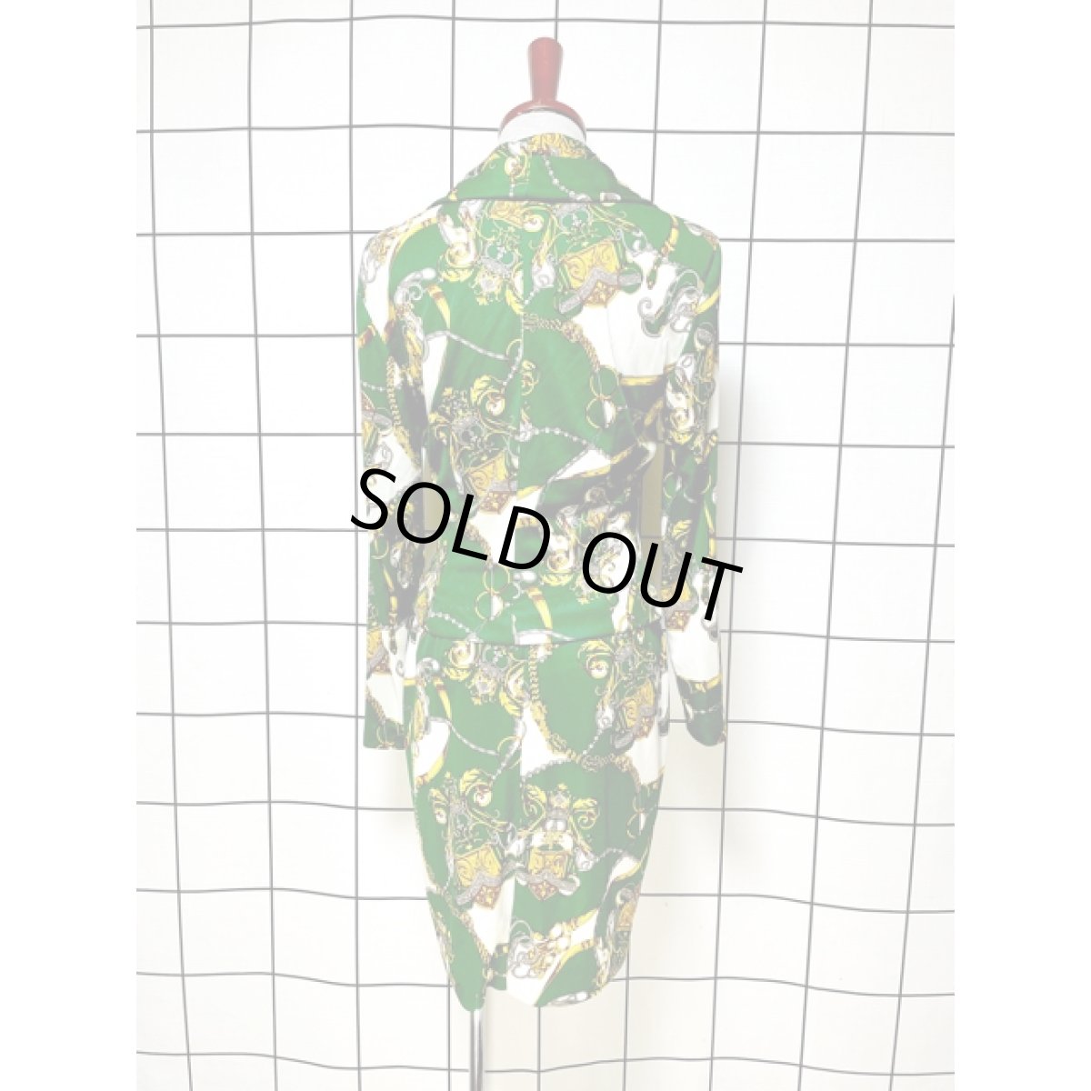 画像3: スカーフ柄 長袖 昭和レトロ 国産古着 セットアップ (3)