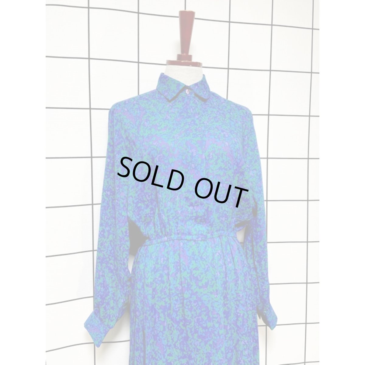 画像3: アート柄 プリーツ切り替え ウエストゴム レトロサイケ アメリカ古着 ヴィンテージワンピース (3)