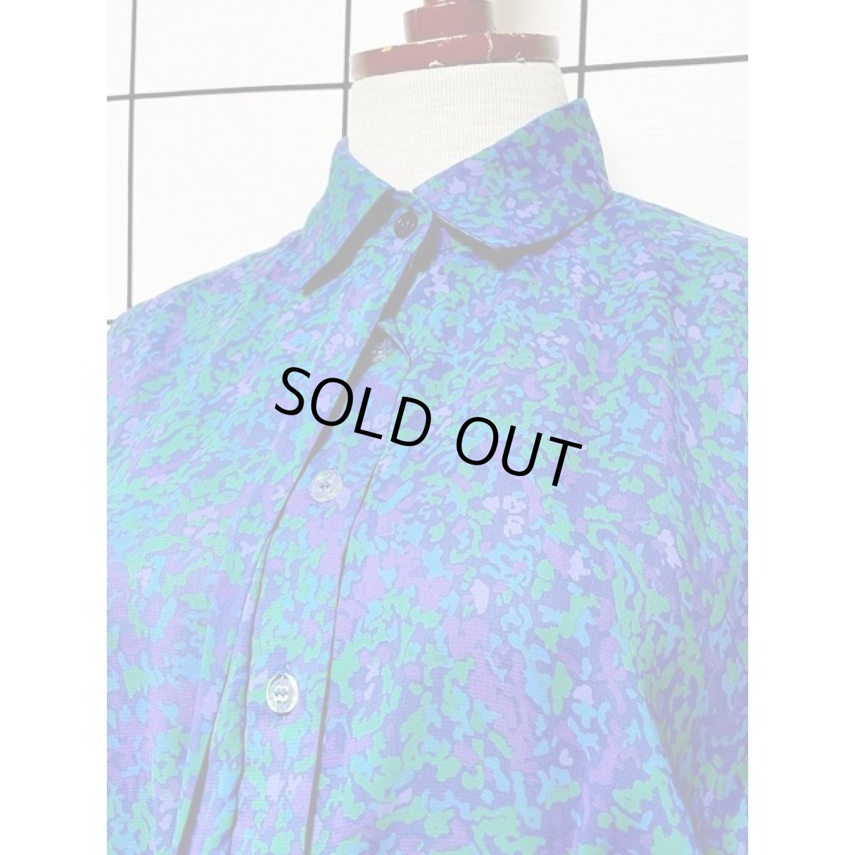 画像10: アート柄 プリーツ切り替え ウエストゴム レトロサイケ アメリカ古着 ヴィンテージワンピース (10)