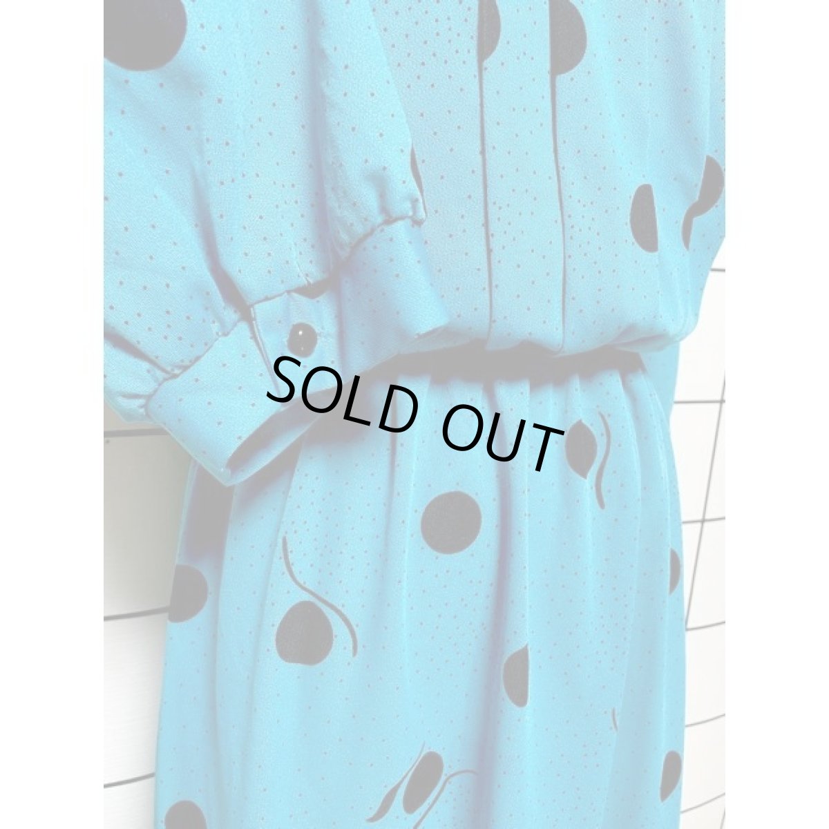 画像7: 大小ドット柄 フロントタック ウエストゴム レトロ アメリカ古着 ヴィンテージワンピース (7)