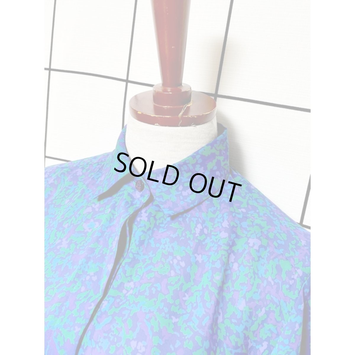 画像4: アート柄 プリーツ切り替え ウエストゴム レトロサイケ アメリカ古着 ヴィンテージワンピース (4)