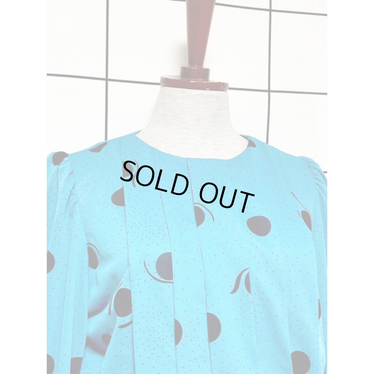 画像5: 大小ドット柄 フロントタック ウエストゴム レトロ アメリカ古着 ヴィンテージワンピース (5)