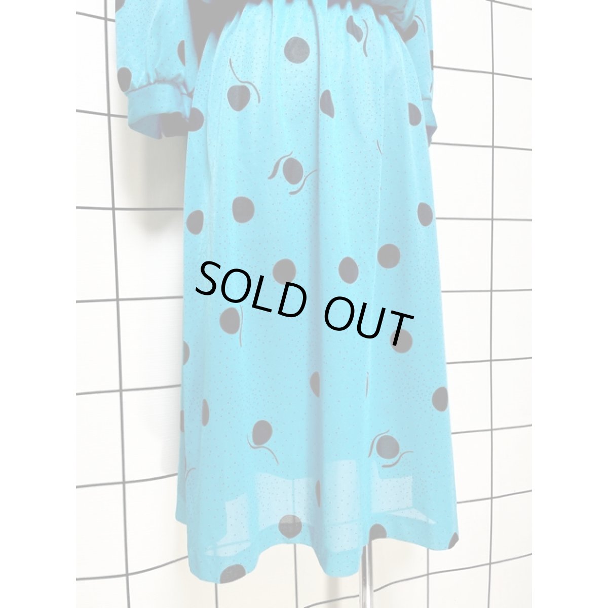 画像8: 大小ドット柄 フロントタック ウエストゴム レトロ アメリカ古着 ヴィンテージワンピース (8)