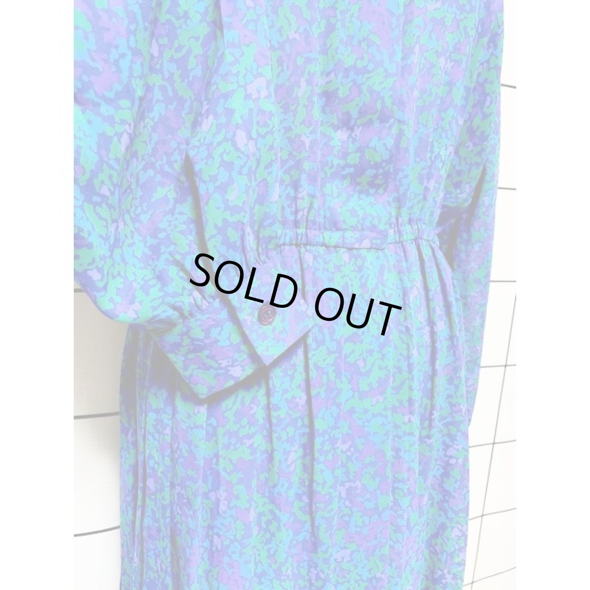 画像7: アート柄 プリーツ切り替え ウエストゴム レトロサイケ アメリカ古着 ヴィンテージワンピース (7)