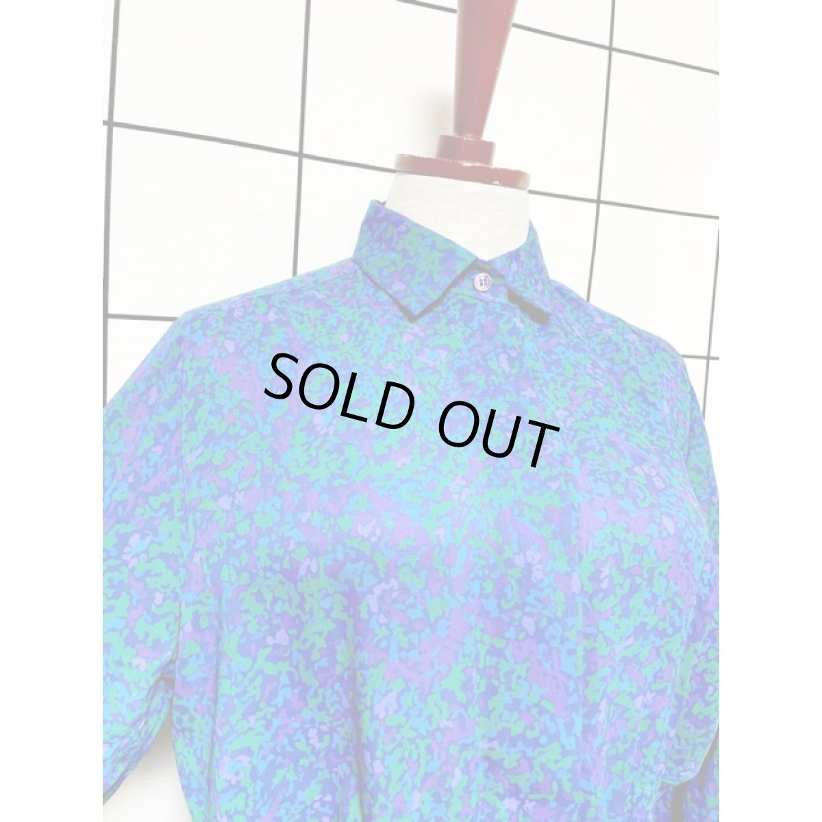 画像6: アート柄 プリーツ切り替え ウエストゴム レトロサイケ アメリカ古着 ヴィンテージワンピース (6)