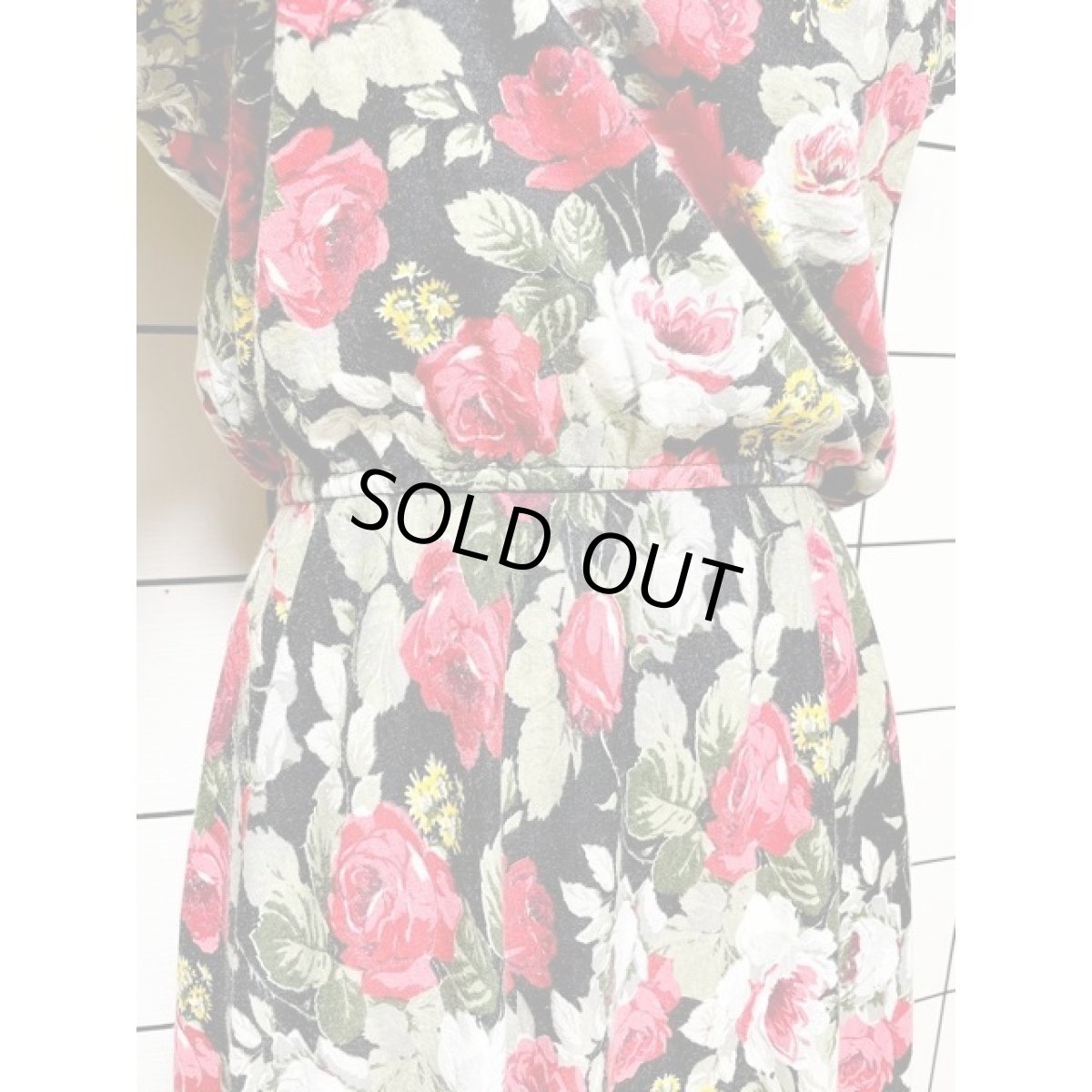 画像9: 総花柄 ウエストゴム レトロ アメリカ古着 ヴィンテージワンピース (9)