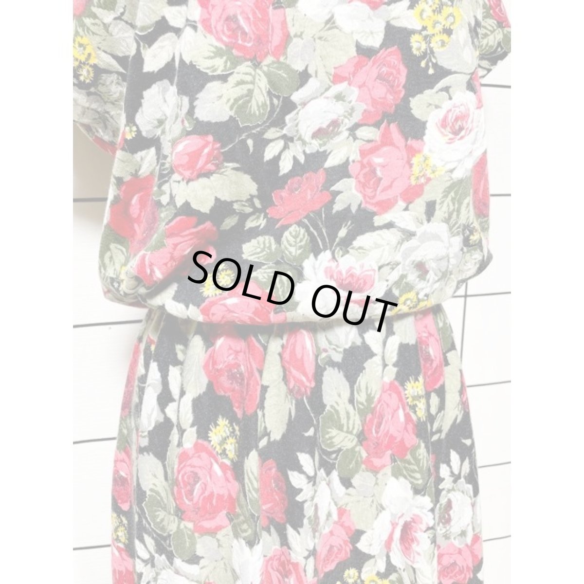 画像8: 総花柄 ウエストゴム レトロ アメリカ古着 ヴィンテージワンピース (8)