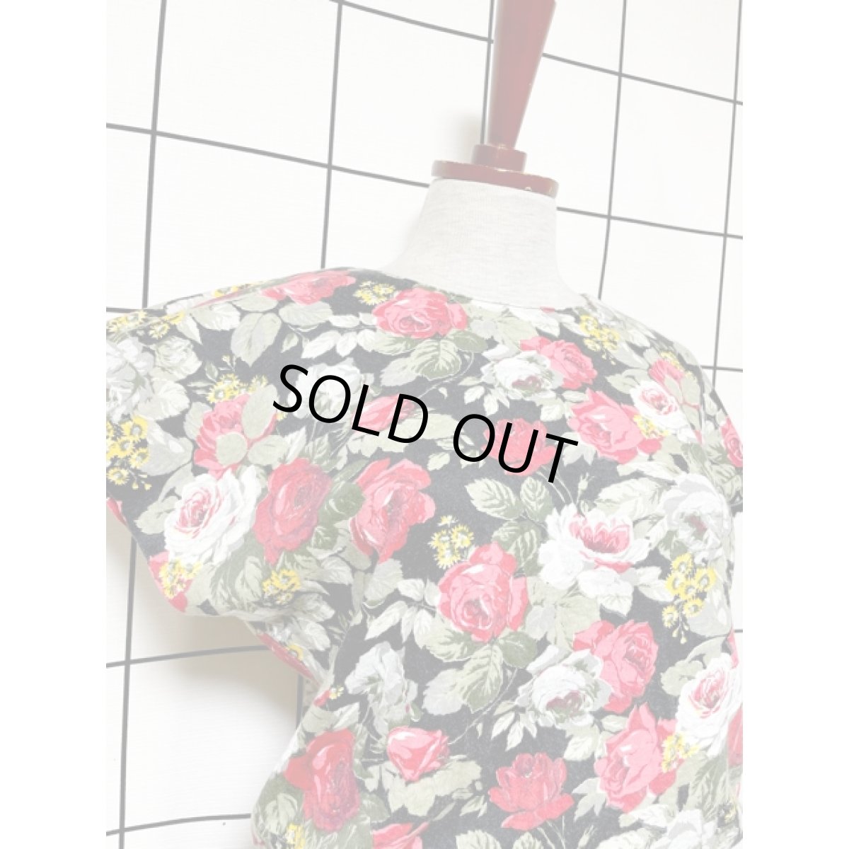 画像7: 総花柄 ウエストゴム レトロ アメリカ古着 ヴィンテージワンピース (7)