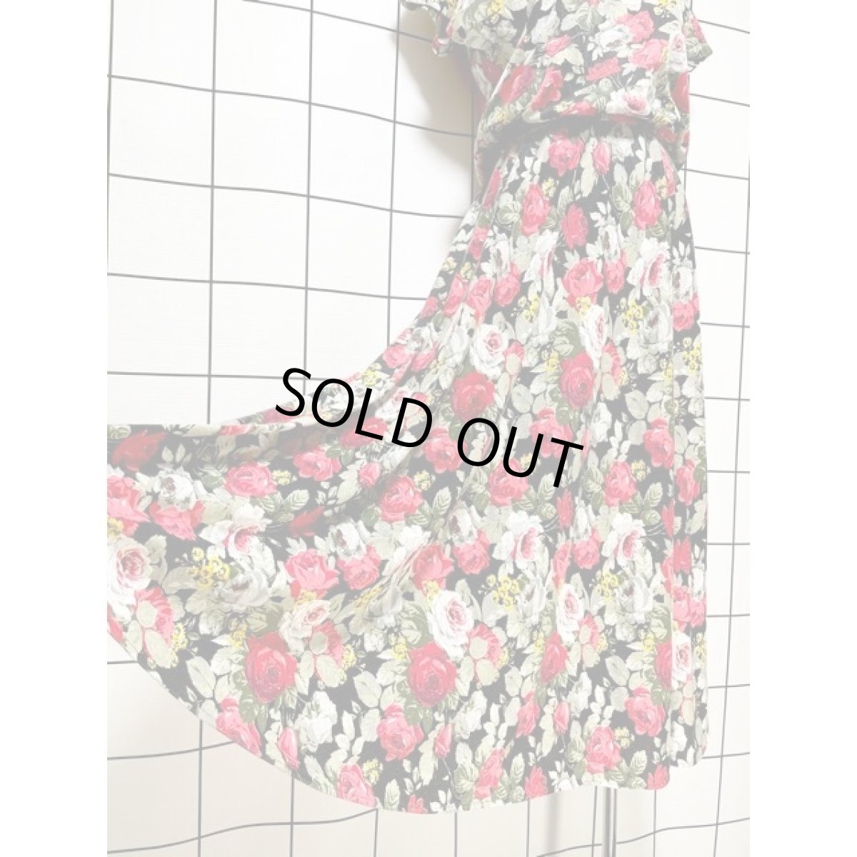 画像11: 総花柄 ウエストゴム レトロ アメリカ古着 ヴィンテージワンピース (11)