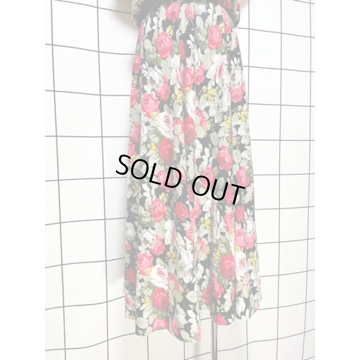 画像10: 総花柄 ウエストゴム レトロ アメリカ古着 ヴィンテージワンピース (10)