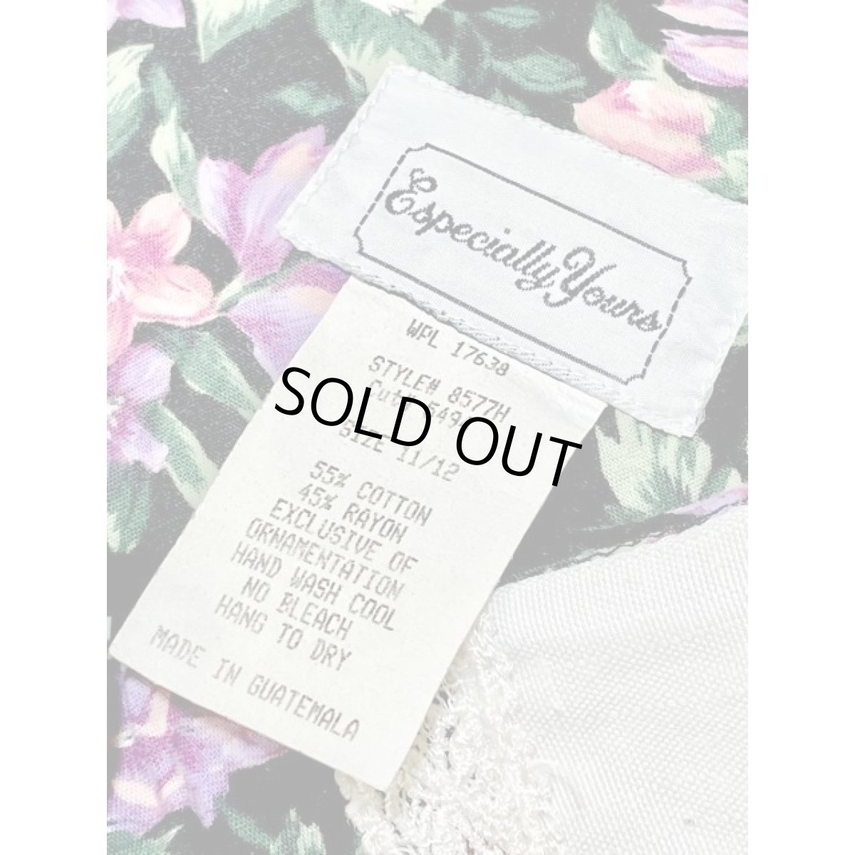 画像15: 総花柄 レース襟 バックリボン クラシカルガーリー レトロ Guatemala 古着 ヴィンテージワンピース (15)