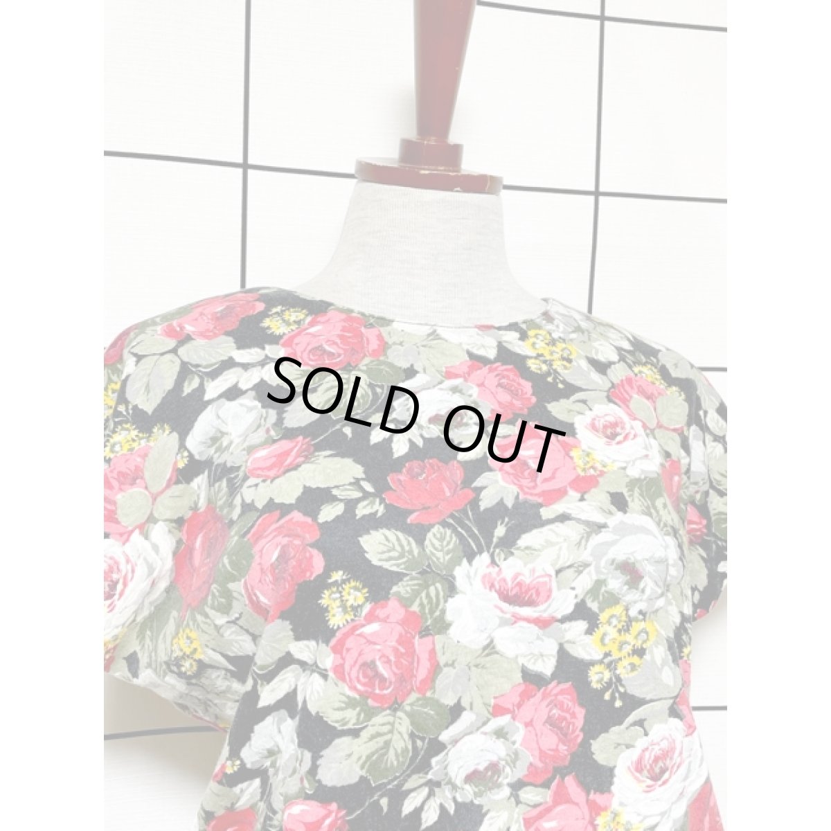 画像6: 総花柄 ウエストゴム レトロ アメリカ古着 ヴィンテージワンピース (6)