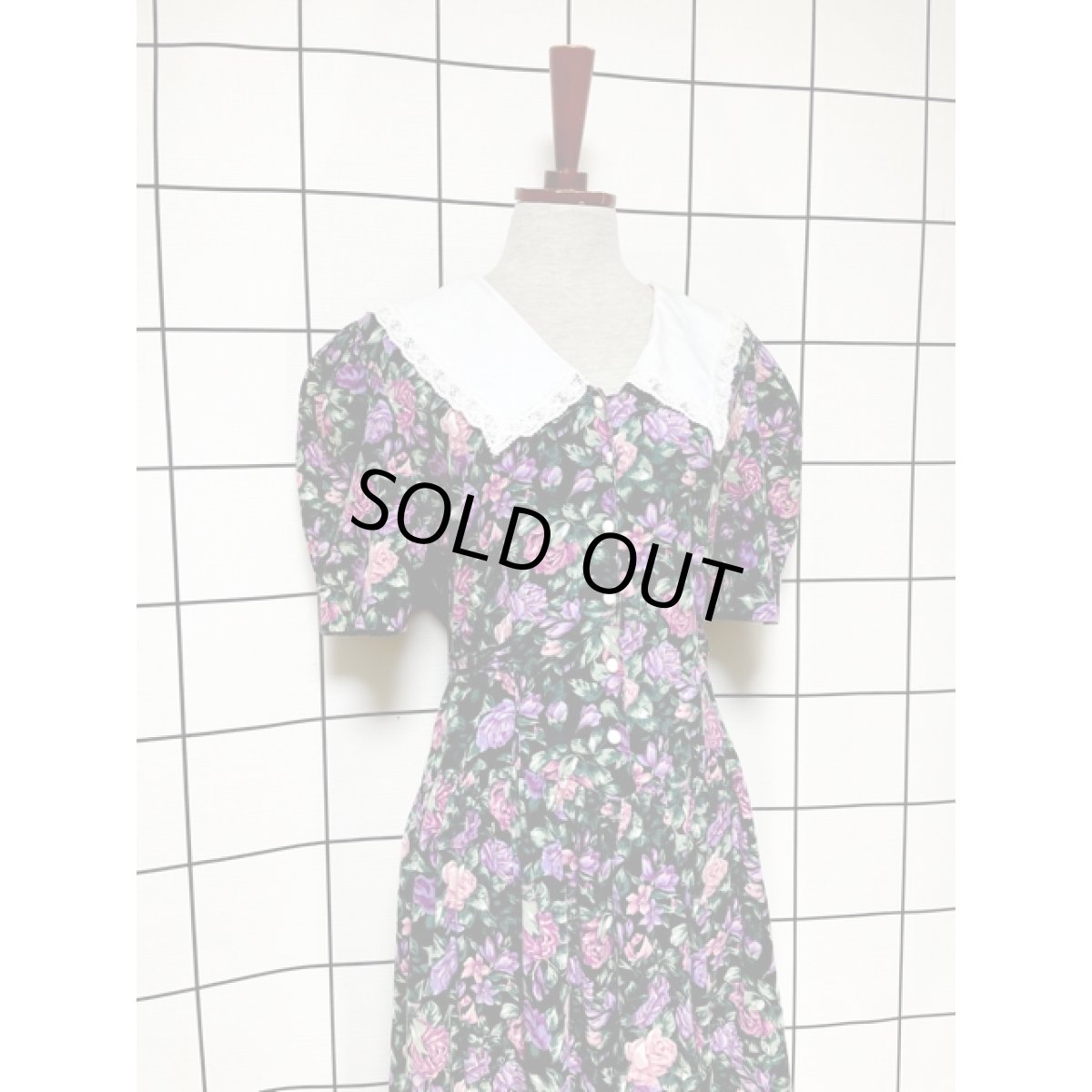 画像5: 総花柄 レース襟 バックリボン クラシカルガーリー レトロ Guatemala 古着 ヴィンテージワンピース (5)