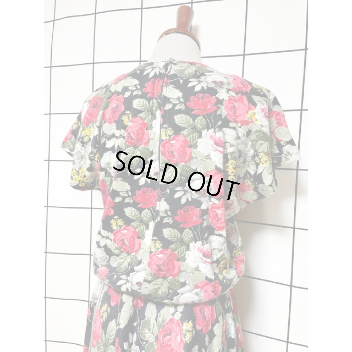 画像3: 総花柄 ウエストゴム レトロ アメリカ古着 ヴィンテージワンピース (3)