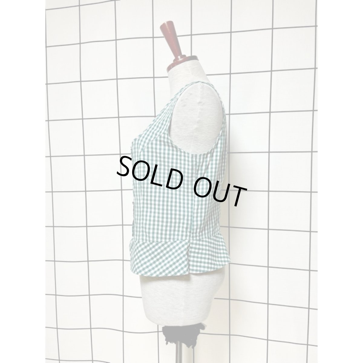 画像2: ギンガムチェック ガーリー レトロ ヨーロッパ古着 ヴィンテージベスト (2)