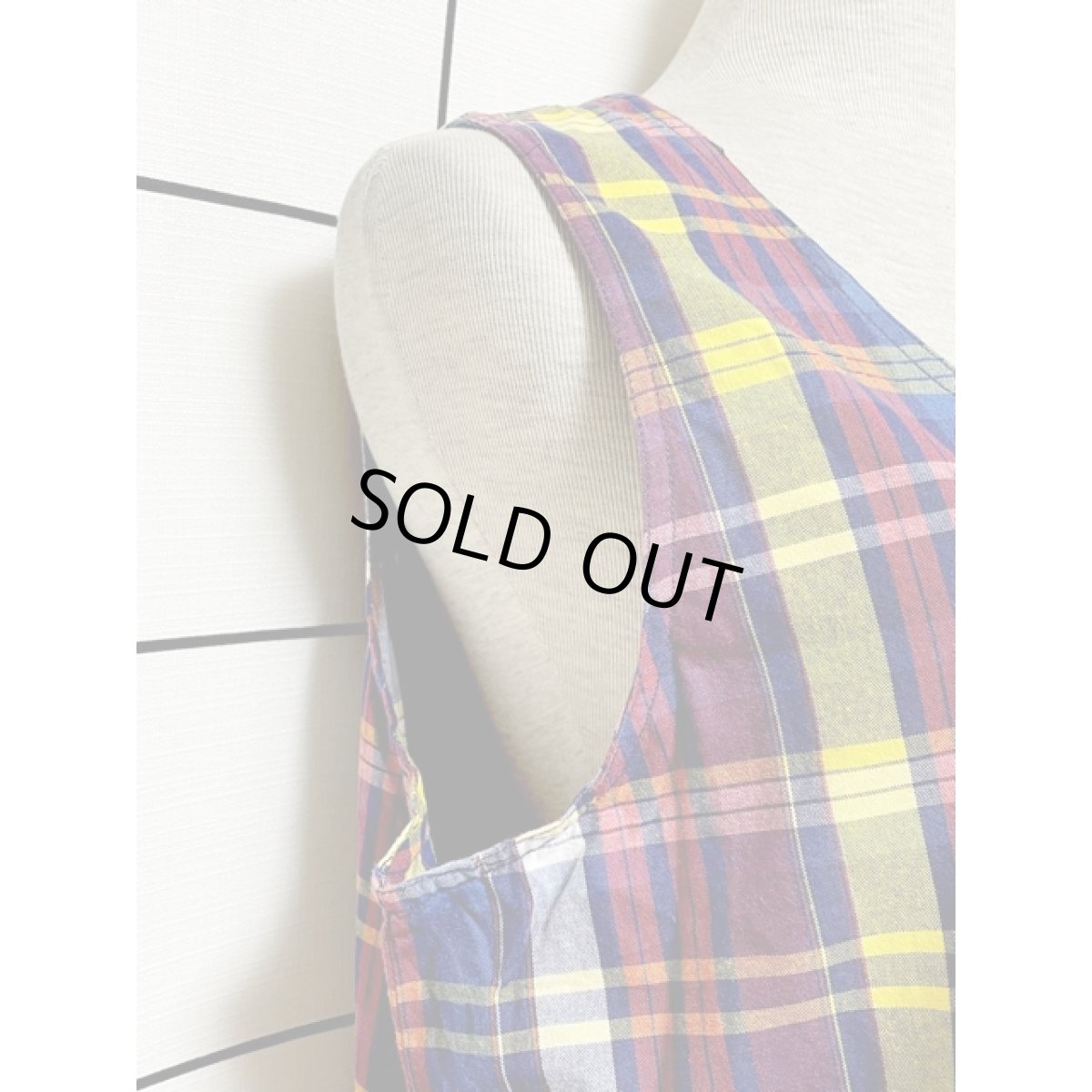 画像7: チェック柄 Westbound ノースリーブレトロ India 古着 ヴィンテージワンピース (7)