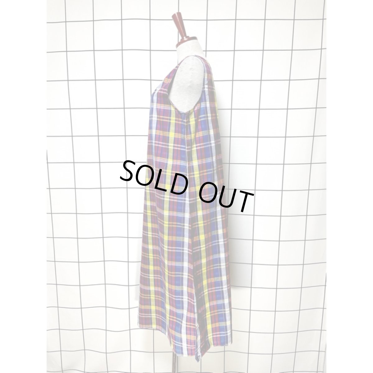 画像2: チェック柄 Westbound ノースリーブレトロ India 古着 ヴィンテージワンピース (2)