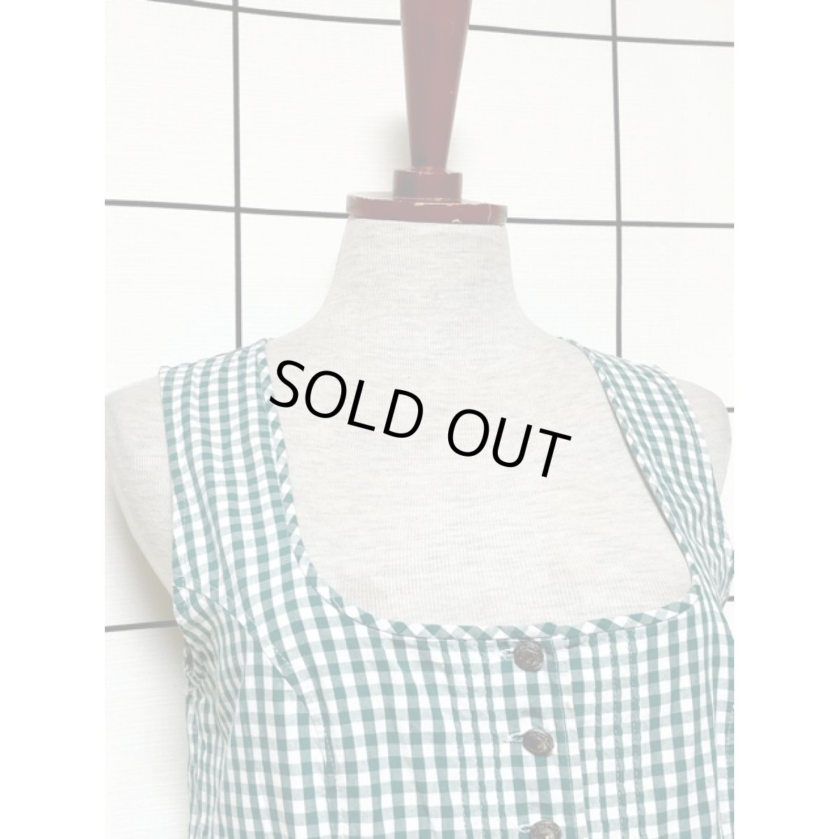 画像6: ギンガムチェック ガーリー レトロ ヨーロッパ古着 ヴィンテージベスト (6)