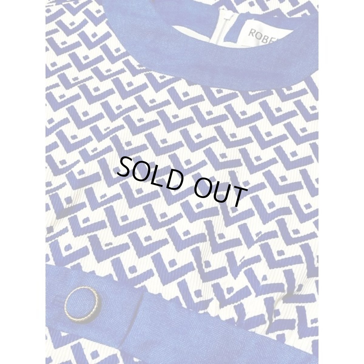 画像11: ホワイト ブルー 切り替えし TALON ノースリーブ レトロ アメリカ古着 ヴィンテージワンピース (11)