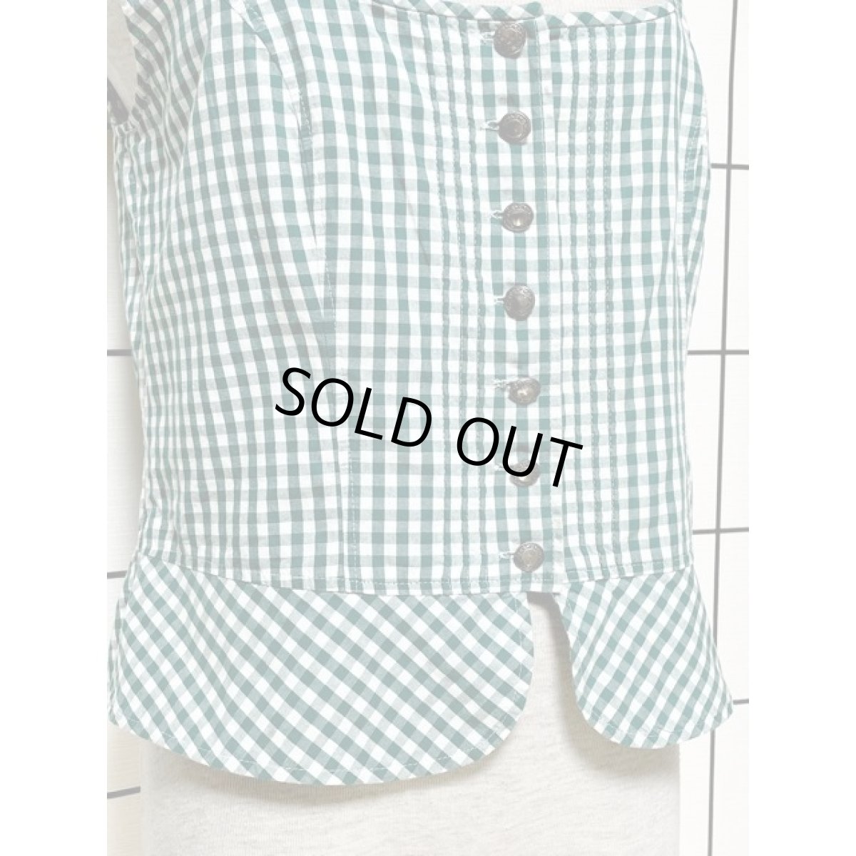 画像8: ギンガムチェック ガーリー レトロ ヨーロッパ古着 ヴィンテージベスト (8)