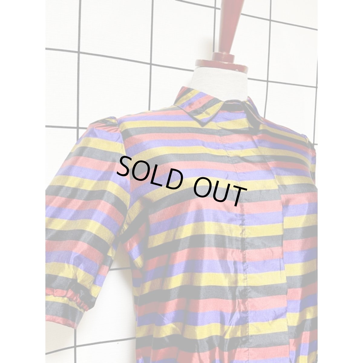 画像6: ボーダー ウエストゴム レトロ アメリカ古着 ヴィンテージワンピース (6)