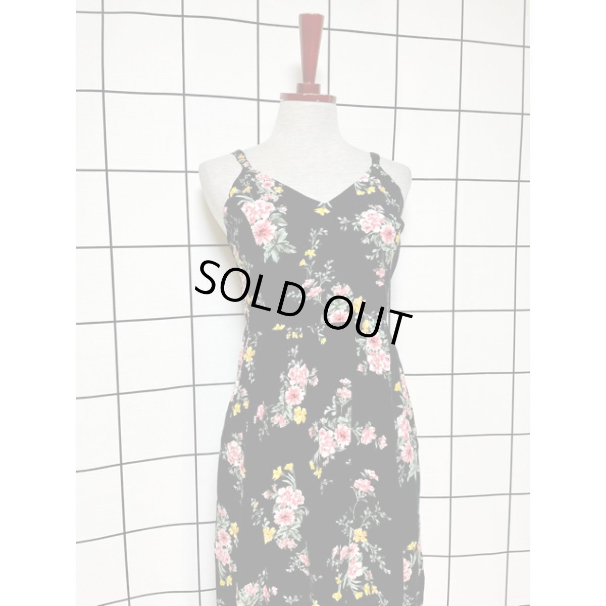 画像5: 花柄 ブラック 重ね着にも便利 レトロ アメリカ古着 キャミワンピース (5)