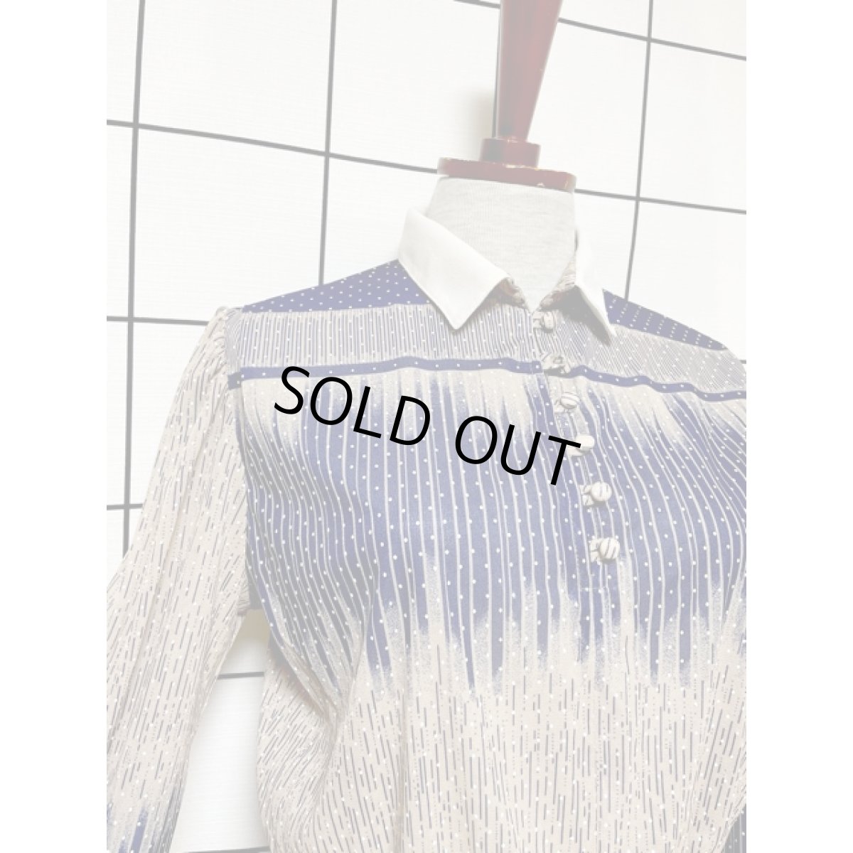 画像6: ドット グラデーション模様 ウエストゴム レトロ アメリカ古着 ヴィンテージワンピース (6)