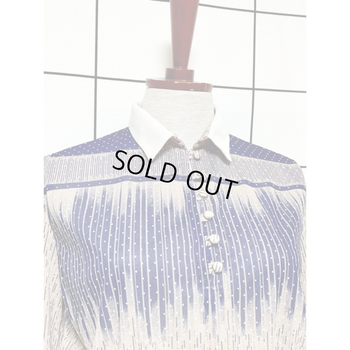 画像5: ドット グラデーション模様 ウエストゴム レトロ アメリカ古着 ヴィンテージワンピース (5)