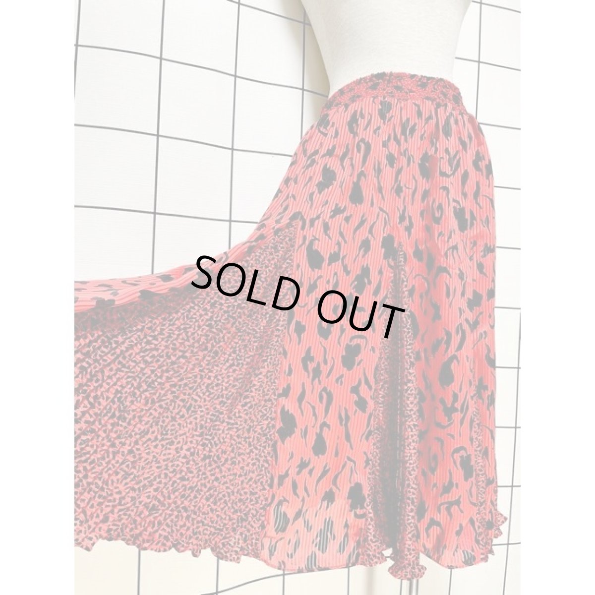 画像4: アート柄 プリーツ切り替え ウエストゴム アメリカ古着 ヴィンテージスカート  (4)