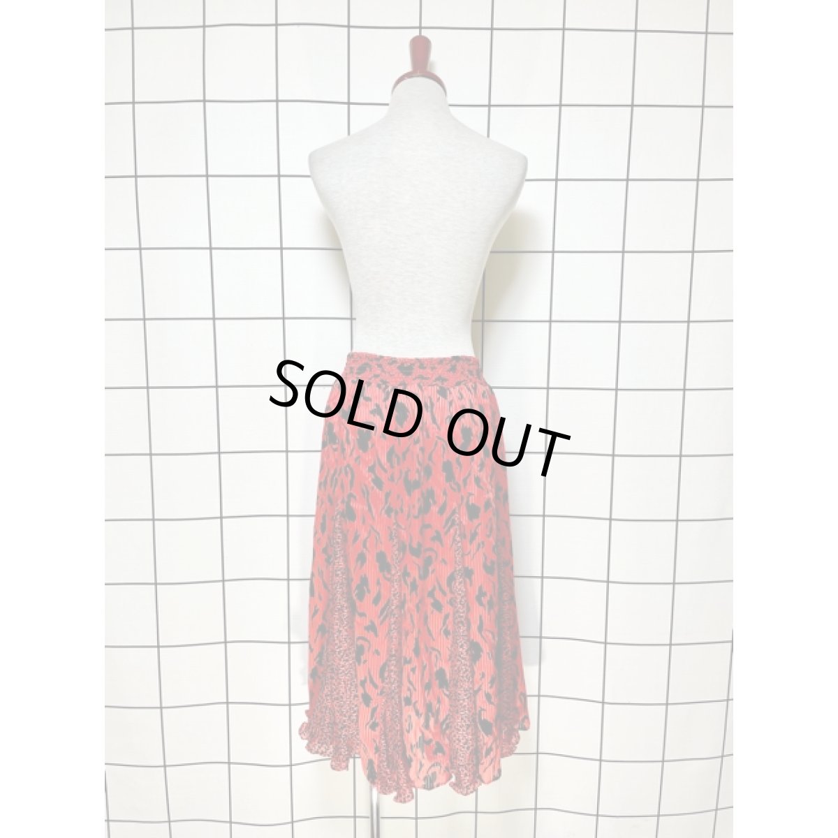 画像7: アート柄 プリーツ切り替え ウエストゴム アメリカ古着 ヴィンテージスカート  (7)