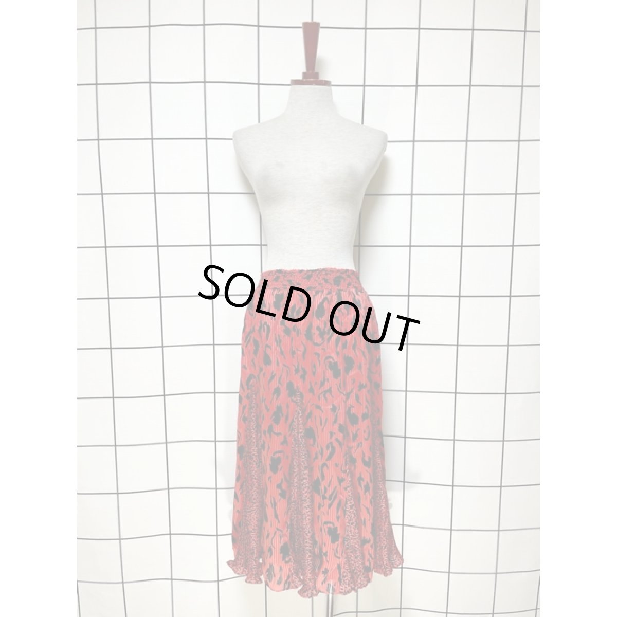 画像6: アート柄 プリーツ切り替え ウエストゴム アメリカ古着 ヴィンテージスカート  (6)