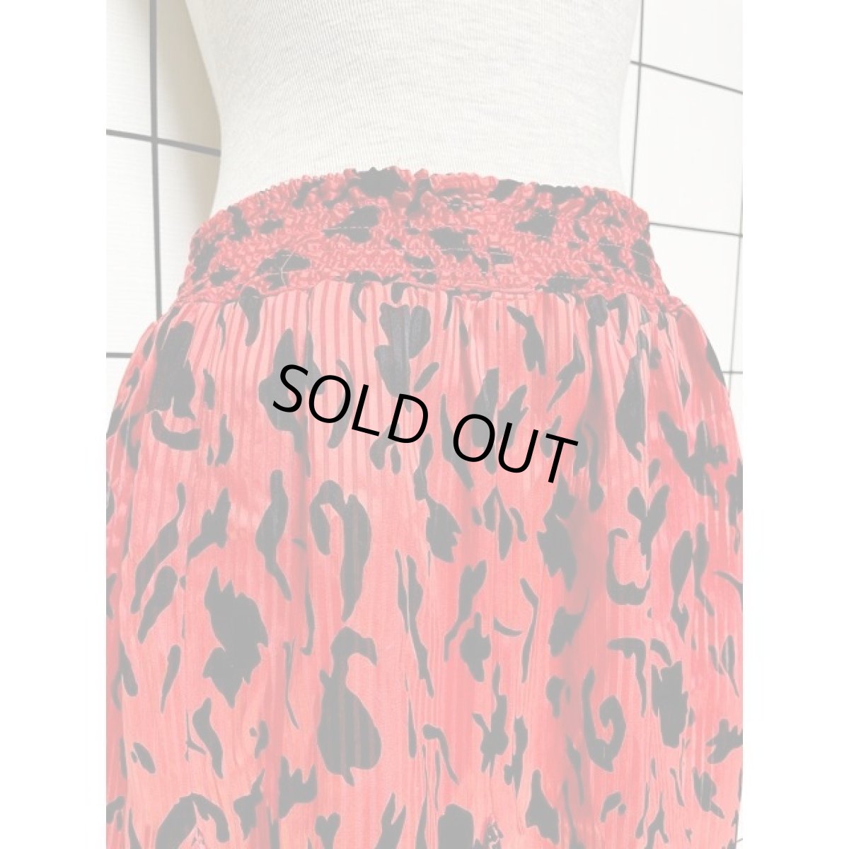 画像2: アート柄 プリーツ切り替え ウエストゴム アメリカ古着 ヴィンテージスカート  (2)