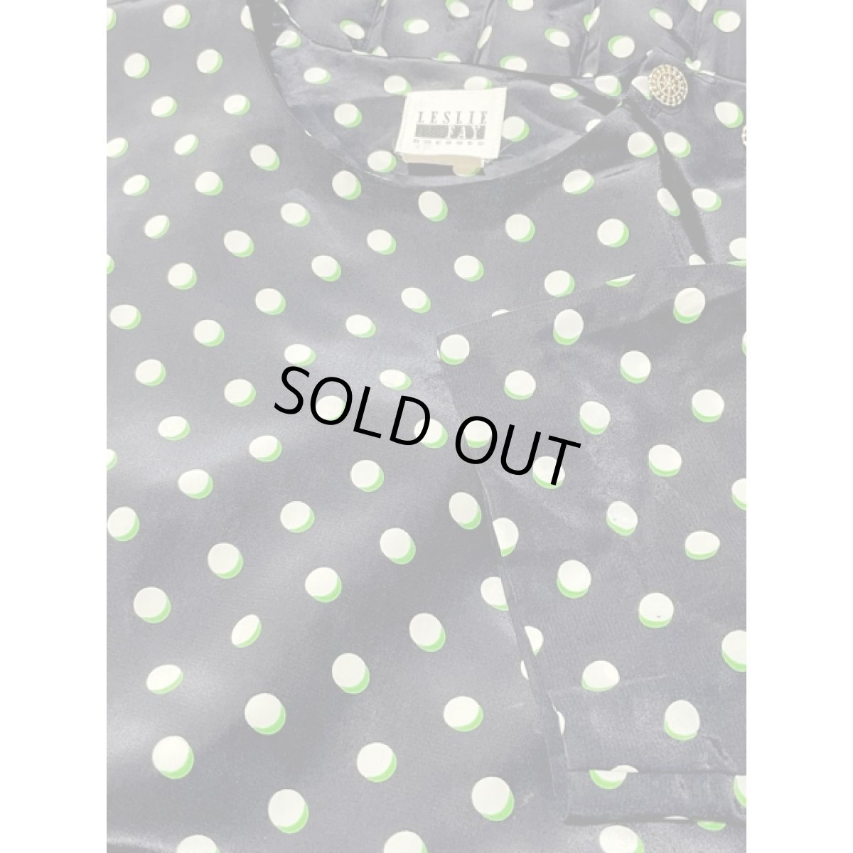 画像11: ドット バックル付きベルト ネイビー プリーツ ウエストゴム レトロ Guatemala 古着 ヴィンテージワンピース (11)