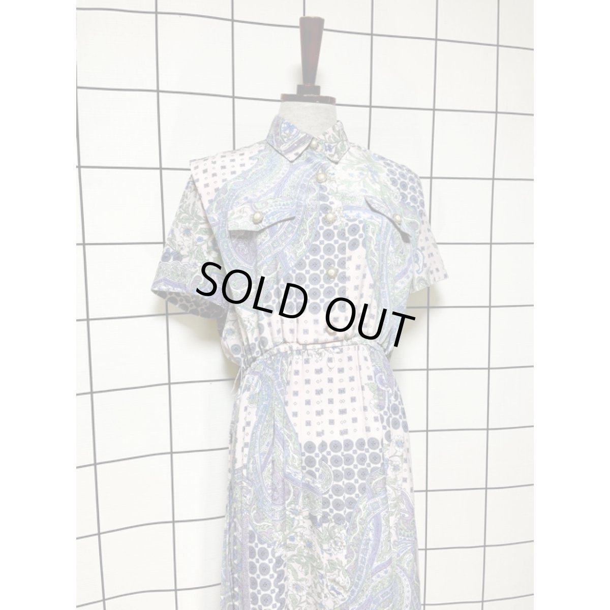 画像3: 花柄 プリーツ切り替え ウエストゴム レトロ アメリカ古着 ヴィンテージワンピース (3)