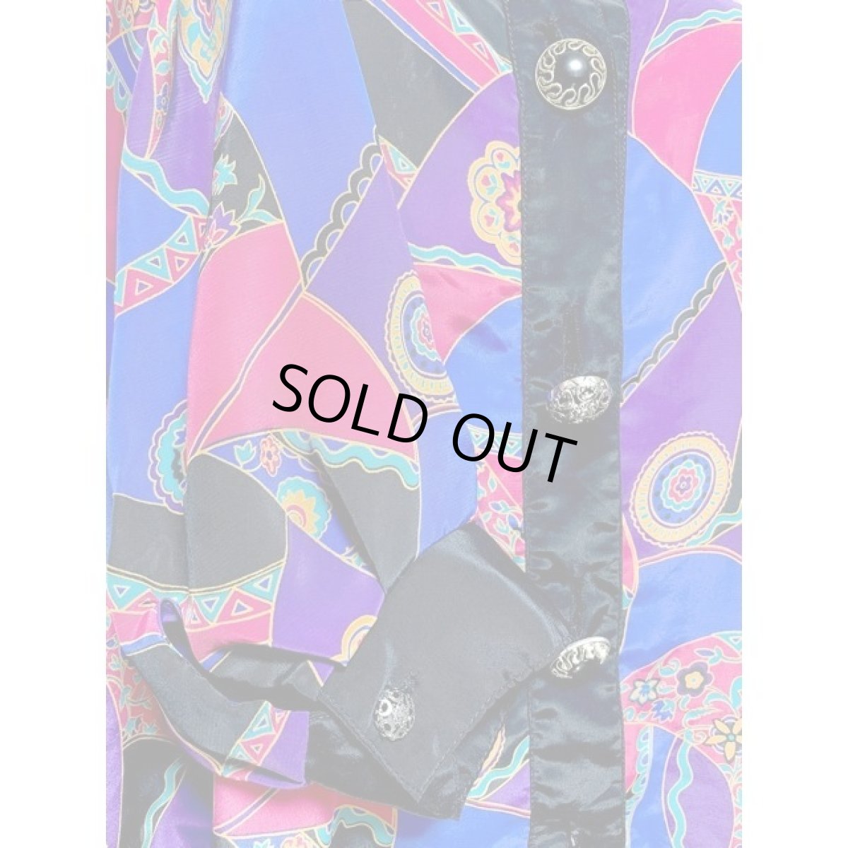 画像8: レトロサイケ オーバーサイズコーデにもおすすめ 花柄 大ぶりボタン アメリカ古着 長袖 シャツ ヴィンテージブラウス (8)