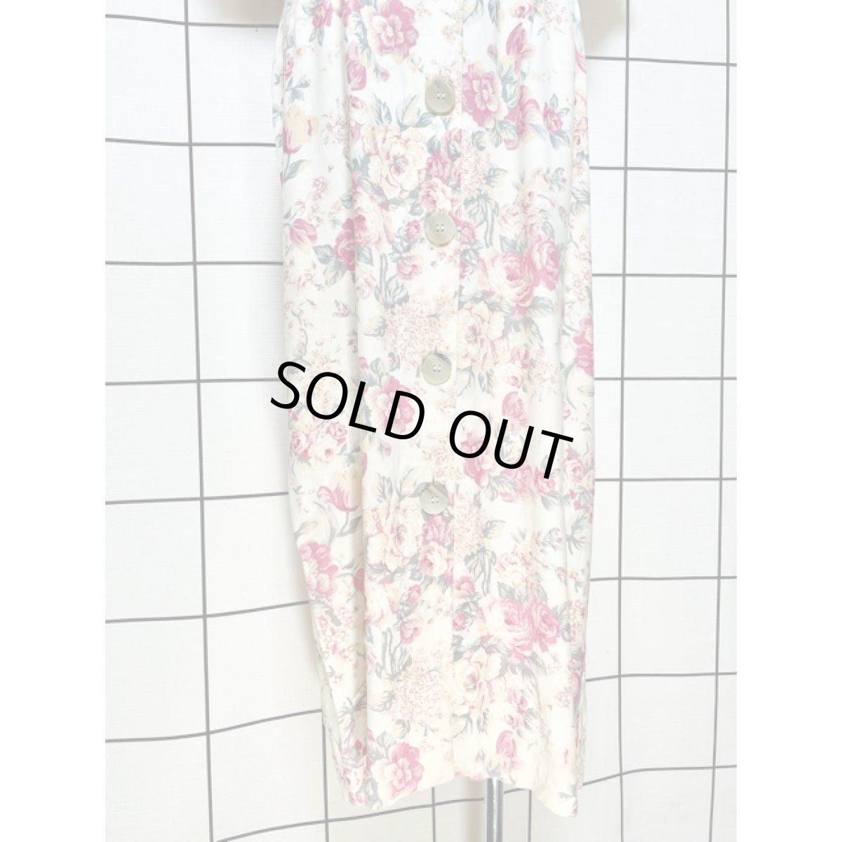 画像10: 総花柄 前開き ノーカラー レトロ アメリカ古着 ヴィンテージワンピース (10)