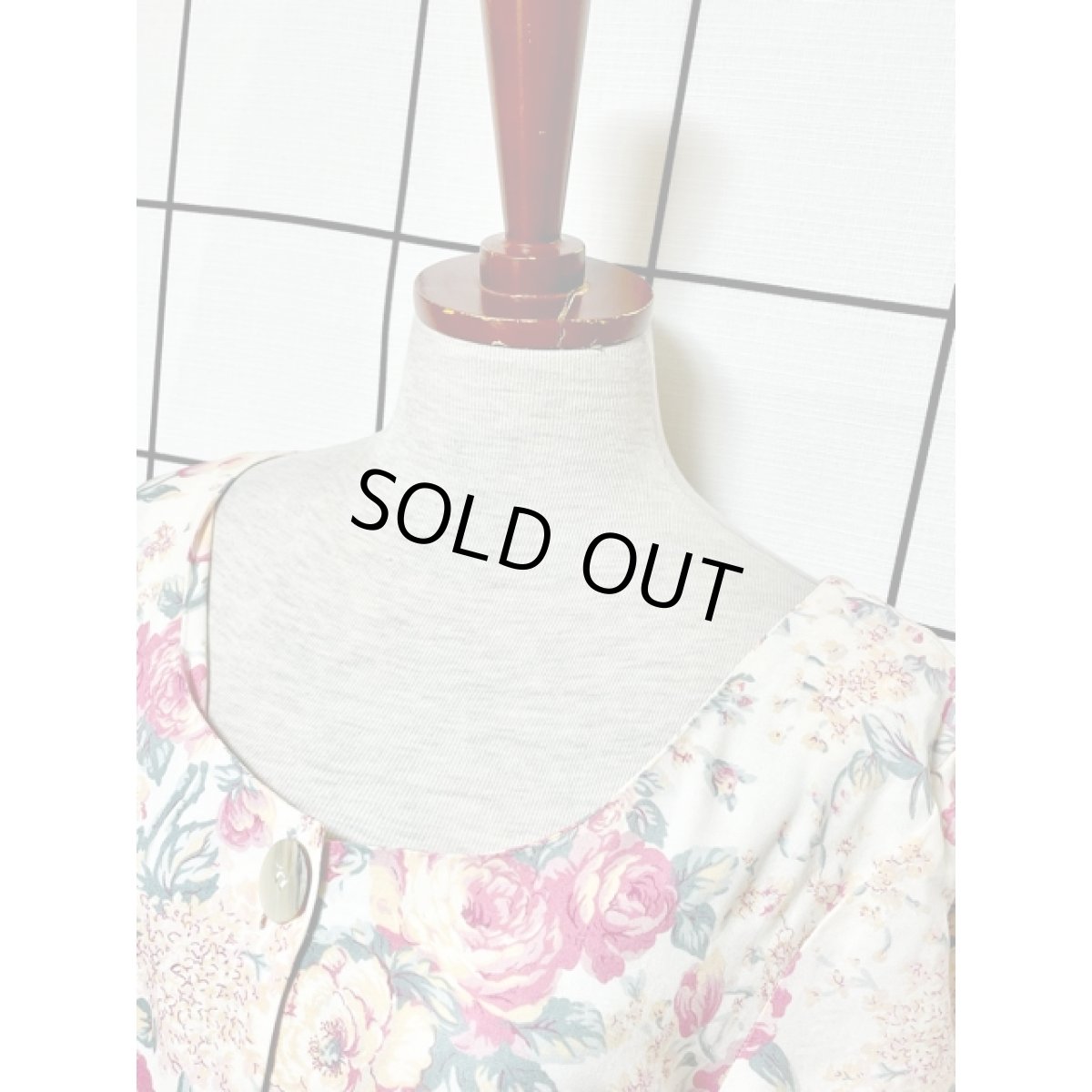 画像6: 総花柄 前開き ノーカラー レトロ アメリカ古着 ヴィンテージワンピース (6)