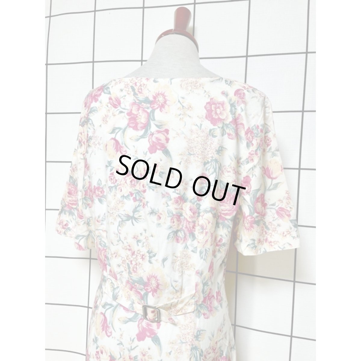 画像3: 総花柄 前開き ノーカラー レトロ アメリカ古着 ヴィンテージワンピース (3)