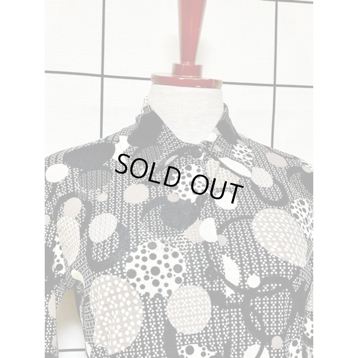 画像5: フランス古着 FRANCE マルチドット 長袖 レトロ シャツ ヴィンテージブラウス (5)